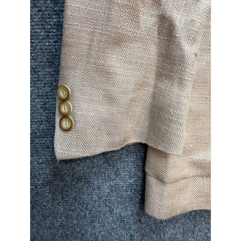 Vintage Jaguar Men's Blazer Jacket Sport Coat Stadium Size 42 Beige Wool